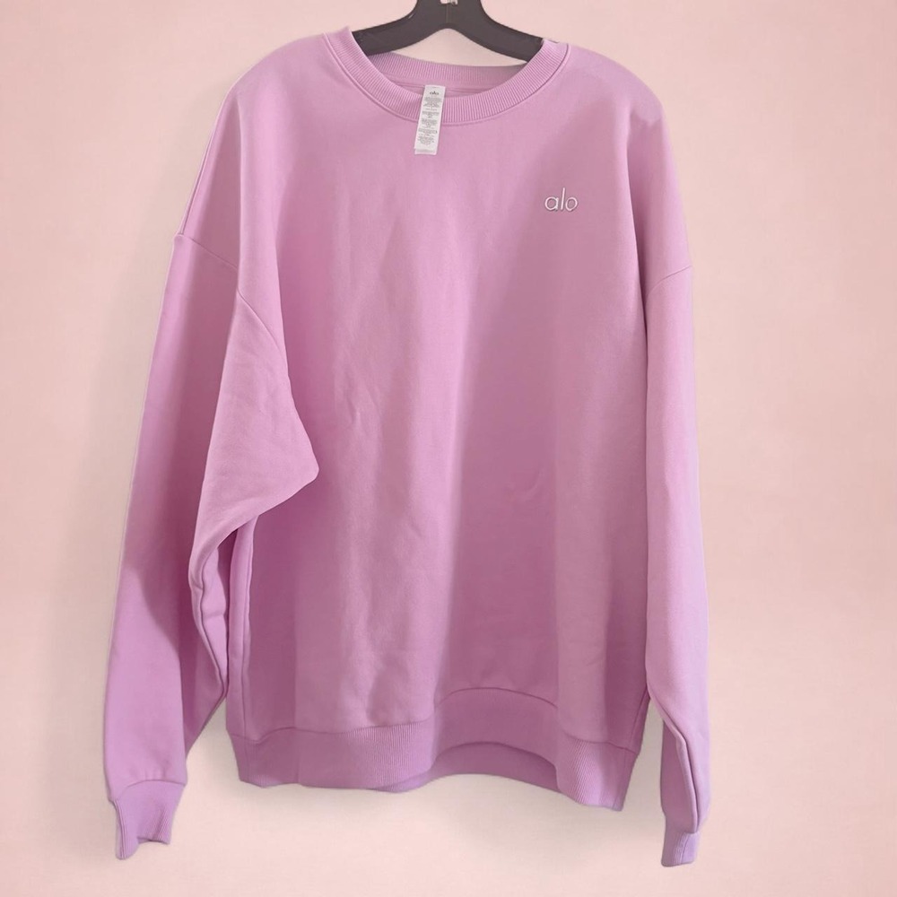 Alo Yoga Accolade Crewneck Sweatshirt Candy Heart Pink Size L NWT
